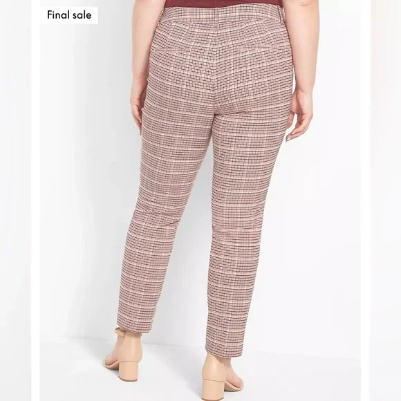 Lane Bryant Signature Fit 4-Season Ankle Pants Berry Plaid Stretch Plus Size 22 - Picture 8 of 14